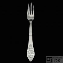Georg Jensen. Silver Dinner Fork 002 - Fuchsia / Klokke #2.
