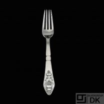 Georg Jensen. Silver Luncheon Fork 022 - Fuchsia / Klokke #2.
