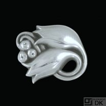 Georg Jensen. Sterling Silver 'Tulip' Brooch #100C - 1933-44 Hallmarks