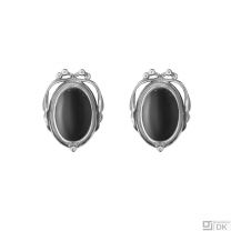 Georg Jensen Sterling Silver Ear Clips of the Year with Black Onyx - Heritage 2017