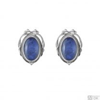 Georg Jensen Sterling Silver Ear Clips of the Year with Sodalite and Rock Crystal Doublet - Heritage 2017
