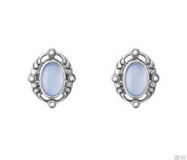 Georg Jensen Sterling Silver Earclips of the Year with Chalcedony - Heritage 2018