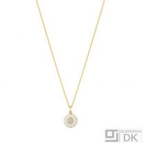 Georg Jensen. Gilded Sterling Silver DAISY Pendant with Diamonds
