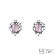 Georg Jensen. Sterling Silver Earclips of the Year with Lilac Quartz - Heritage 2019