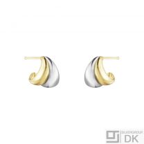 Georg Jensen. 18k Gold & Sterling Silver Earrings #501A - Curve.