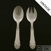 Georg Jensen Silver Salad Serving Set w/ Steel, Small - Lily of the Valley/ Liljekonval - VINTAGE