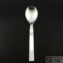 Georg Jensen. Silver Salad Serving Spoon w/ Steel, Small 134 - Parallel/ Relief