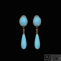 18k Ear Clips with Turquoise.