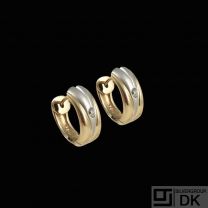 18k Yellow & White Gold Earrings with Diamonds. Total 0,14 ct.