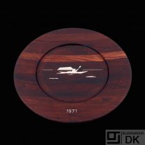 Robert Dalgas Lassen. Rosewood Charger Plate with Inlaid Sterling Silver - 1971.