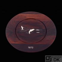 Robert Dalgas Lassen. Rosewood Charger Plate with Inlaid Sterling Silver - 1972.