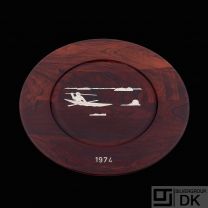 Robert Dalgas Lassen. Rosewood Charger Plate with Inlaid Sterling Silver - 1974.