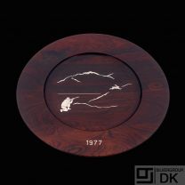 Robert Dalgas Lassen. Rosewood Charger Plate with Inlaid Sterling Silver - 1977.