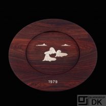 Robert Dalgas Lassen. Rosewood Charger Plate with Inlaid Sterling Silver - 1979.