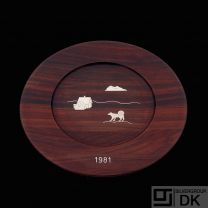 Robert Dalgas Lassen. Rosewood Charger Plate with Inlaid Sterling Silver - 1981.