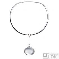 Georg Jensen. Sterling Silver Neckring #410 with Rock Crystal Pendant #311C - Dew Drop. S/M