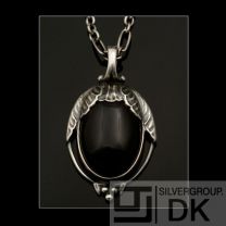 Georg Jensen Silver Pendant Of The Year 2010 With Black Agate - Heritage Collection 