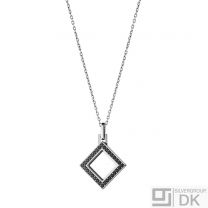 Georg Jensen Silver Pendant # 570 A - NOCTURNE with Black Diamonds