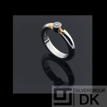 Georg Jensen White and Yellow Gold Diamond Solitaire Ring 0.20 Ct.