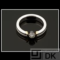 Georg Jensen 18K White & Yellow Gold Diamond Solitaire Ring 0.20 ct.