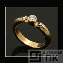 Georg Jensen 18K Solitaire Yellow and White Gold Diamond Ring