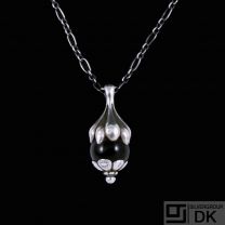 Georg Jensen. Sterling Silver Pendant of the Year with Onyx 1991 - Heritage.