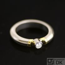 Georg Jensen White & Yellow Gold Diamond Solitaire Ring 0.12 Ct.