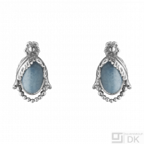 Georg Jensen. Sterling Silver Ear Clips of the Year with Blue Quartz - Heritage 2023