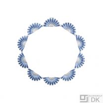 Georg Jensen. Sterling Silver Half Flower DAISY Necklace with blue Enamel.