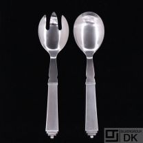 Georg Jensen Silver Salad Serving Set w/ Steel, Medium - Pyramid/ Pyramide