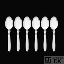 Georg Jensen. Set of six Silver Dessert Spoons 021 - Cactus / Kaktus.