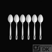Georg Jensen. Set of six Silver Coffee / Tea Spoons 033 - Acorn / Konge.
