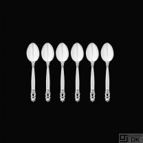 Georg Jensen. Set of six Silver Coffee Spoons 034 - Acorn / Konge.