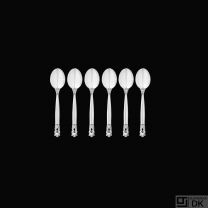 Georg Jensen. Set of six Silver Mocha Spoons 035 - Acorn / Konge.