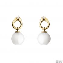 Georg Jensen 18k Yellow Gold Earrings with Diamond and Pearl # 1513C - MAGIC