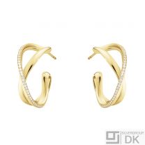 Georg Jensen Gold Ear Hoops w/ Diamonds - Infinity #1573B 