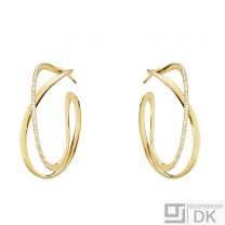 Georg Jensen Gold Ear Hoops w/ Diamonds - Infinity #1573C