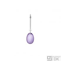 Georg Jensen Silver Pendant with Amethyst and Diamonds 0.07 ct - Dew Drop #128