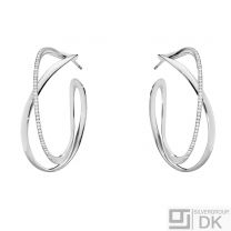 Georg Jensen Silver Ear Hoops w/ Diamonds - Infinity #452