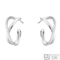 Georg Jensen Silver Ear Hoops w/ Diamonds - Infinity #452A