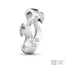 Georg Jensen Fusion Centre Ring - 18k White Gold with Diamonds. #1368A