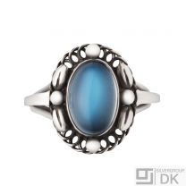 Georg Jensen Silver Ring with Moonstone - Moonlight Blossom #1A - Heritage Coll.
