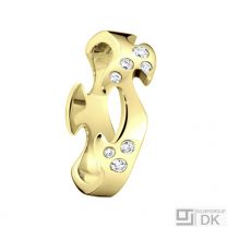 Georg Jensen Fusion Centre Ring - 18k Yellow Gold with Diamonds. #1368B