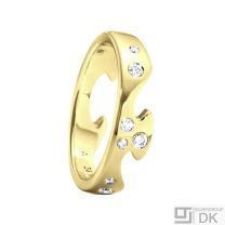 Georg Jensen Fusion End Ring (AA)  - 18k Yellow Gold with Diamonds. #1368