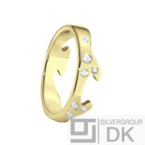 Georg Jensen Fusion End Ring (AB)  - 18k Yellow Gold with Diamonds. #1367B