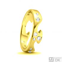 Georg Jensen Fusion End Ring (AA)  - 18k Yellow Gold with Diamonds. #1367B
