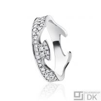 Georg Jensen Fusion End Ring - 18 kt. White Gold with Pavé Diamonds.