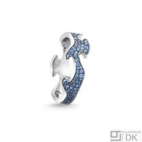 Georg Jensen Fusion Centre Ring - 18 kt. White Gold with blue sapphires