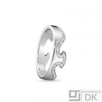 Georg Jensen Fusion End Ring - White Gold with Pavé line of Diamonds. #1371