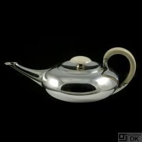 Svend Weihrauch - F. Hingelberg. Sterling Silver Tea Pot with Ivory Handles.